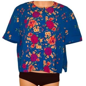 Vintage Leslie Fay Women’s Petite Floral Top